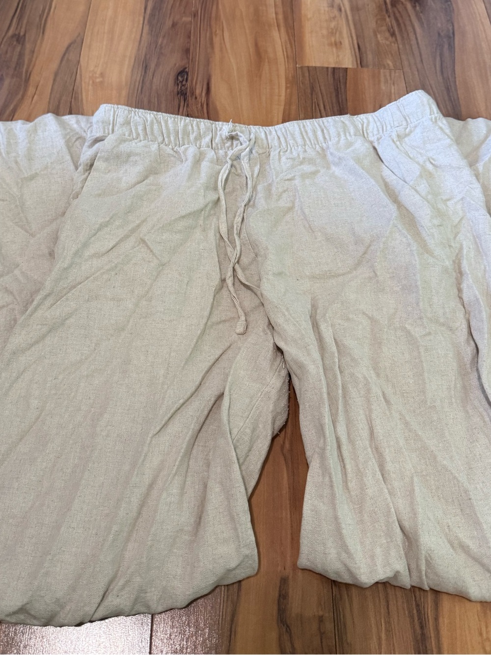 Light Tan Drawstring Linen Pants - Picture 5 of 5